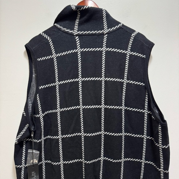 Rachel Zoe Sleeveless Collared Plaid Windowpane Long Blazer Black Vest 3X NWT - Picture 7 of 10
